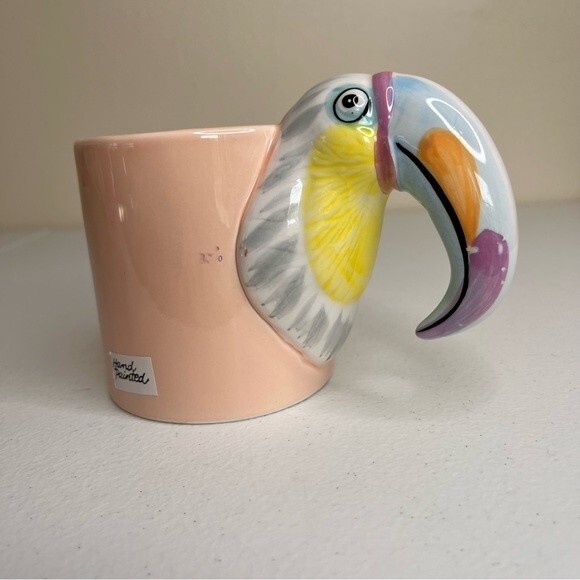 Vintage 1990 Bergschrund Seattle Toucan Coffee Mug Hand Painted Tropical Bird - Picture 6 of 15